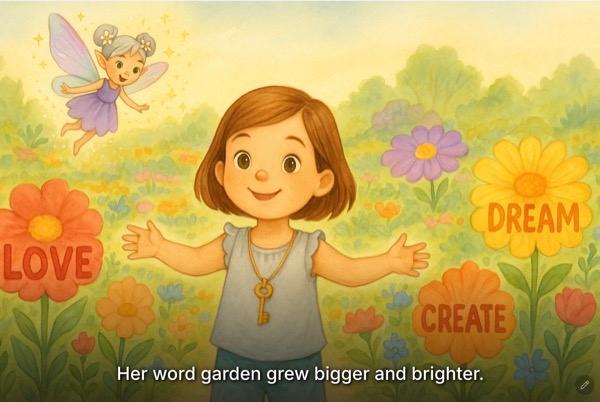 Eva in a garden of word-flowers — a PlotJoys story
