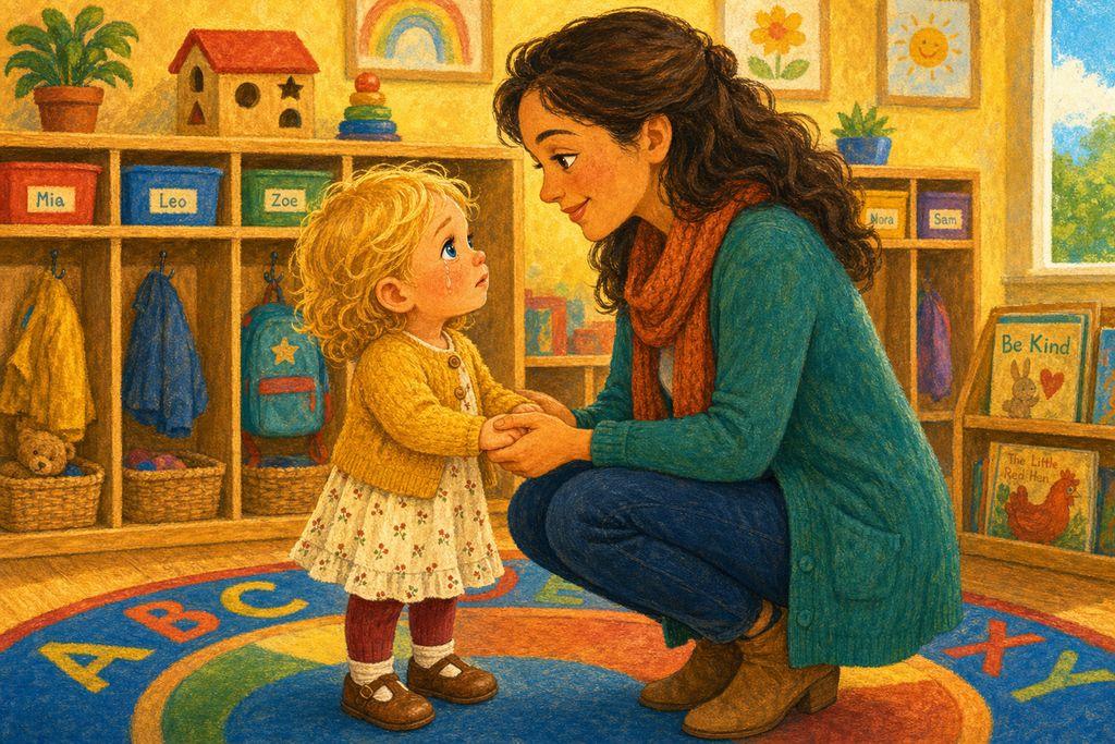 Mia’s mom kneels at the daycare door: “I know — goodbyes are hard, and you can do hard things”